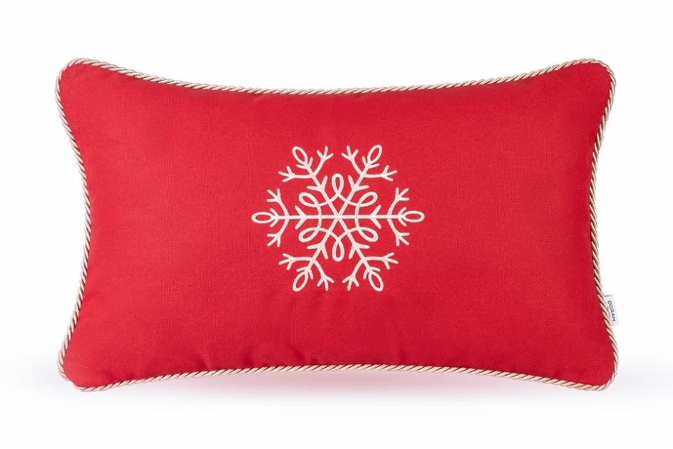Czerwona poduszka zimowa Snowflake I 50 x 30 cm