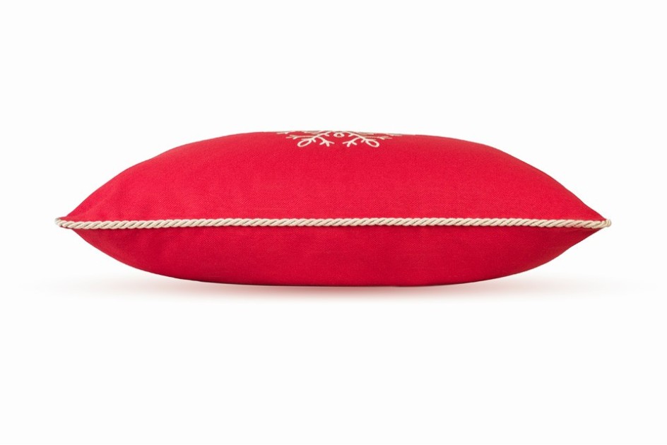 Czerwona poduszka zimowa Snowflake I 50 x 30 cm