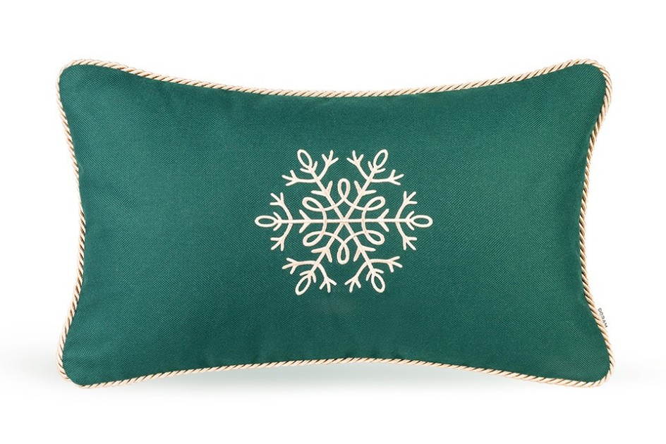 Zielona poduszka zimowa Snowflake II  50 x 30 cm
