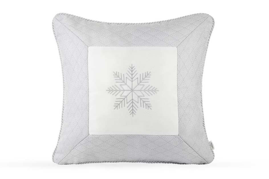 Srebrna poduszka zimowa Snowflake IV  50x50 cm