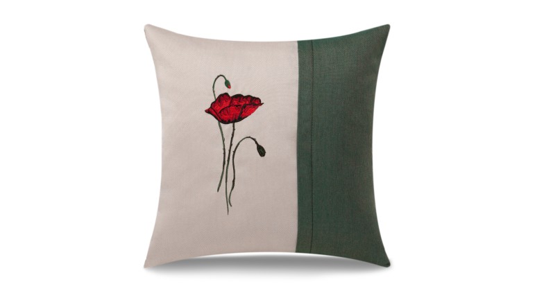 Poduszka dekoracyjna Mak Szmaragd 45 x 45 cm