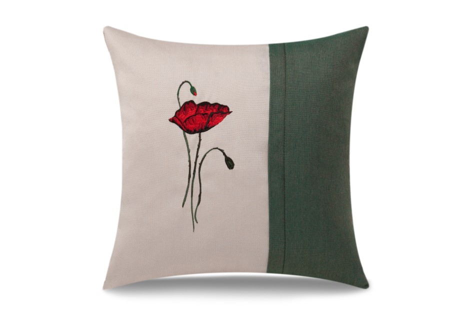 Poduszka dekoracyjna Mak Szmaragd 45 x 45 cm