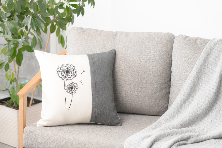 Poduszka dekoracyjna Dmuchawiec Antracyt 45 x 45 cm