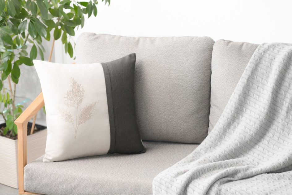 Poduszka dekoracyjna Miskant Antracyt 45 x 45 cm